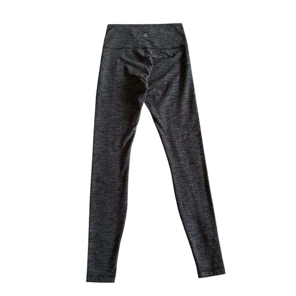 Lululemon Wunder Under High-Rise Leggings 28" Heathered Knit Black Luon Size 6 - Picture 2 of 7